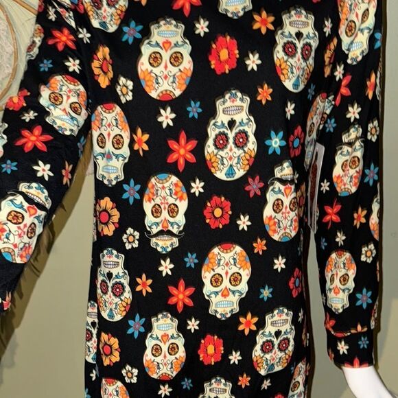 shosho sugar skull multicolored hooded  dress with long sleeves. - Picture 4 of 7